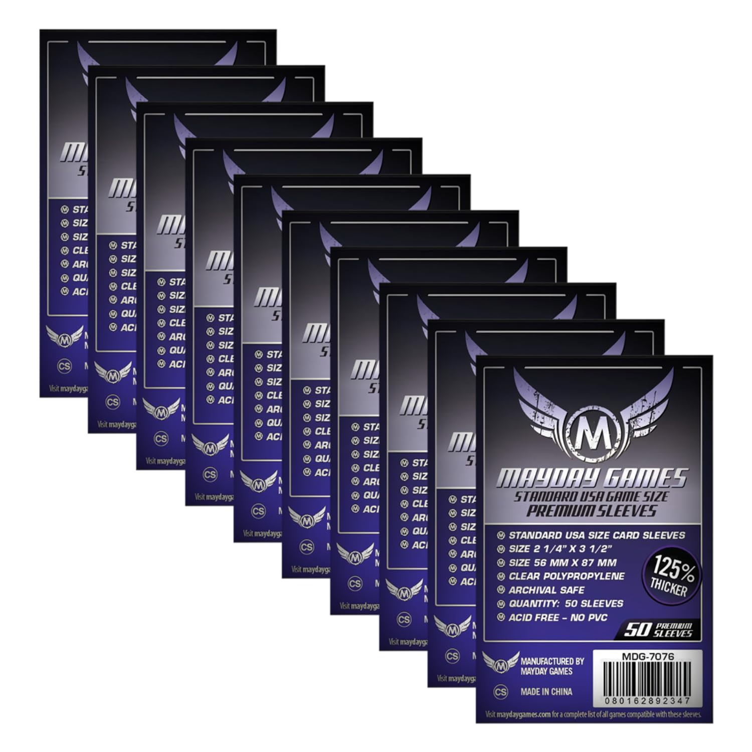 MayDay MDG-7076 | Pack of 500 Premium Sleeves 56 x 87 mm (10 x 50 Sleeves) | Standard US Size (American Cards) | Card Covers, Protective Sleeve