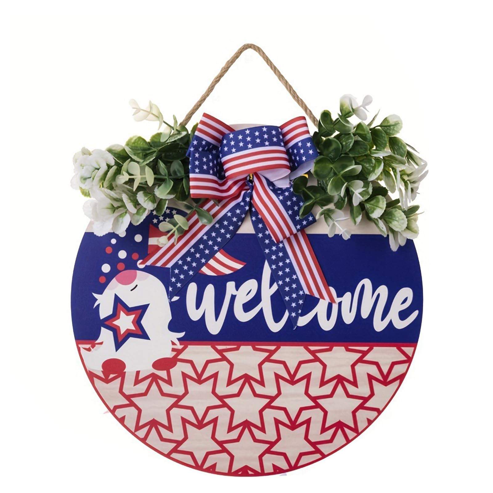 PANGBOER Independence Day Bowknot Farmhouses Porch Spring Welcome Sign Welcome Sign Home Garden Decorations Easy to Use