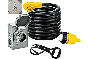 50 Amp RV Generator Power Cord and Inlet Box Combo Kit for Home