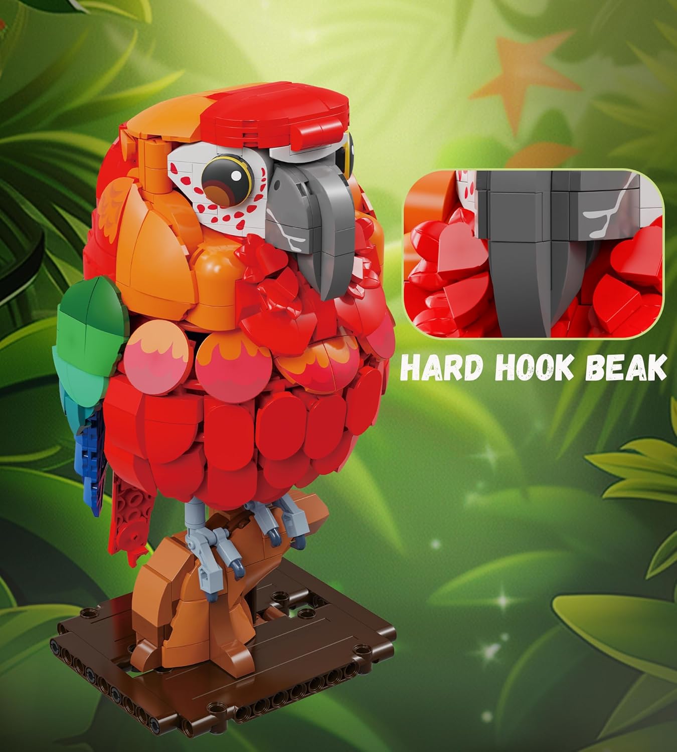 Speakable Parrot Building Set, Creator Animals Bird Building Block Set for Home and Office Art Decor Ideas Gifts Toys for Adults and Teens Age 14+