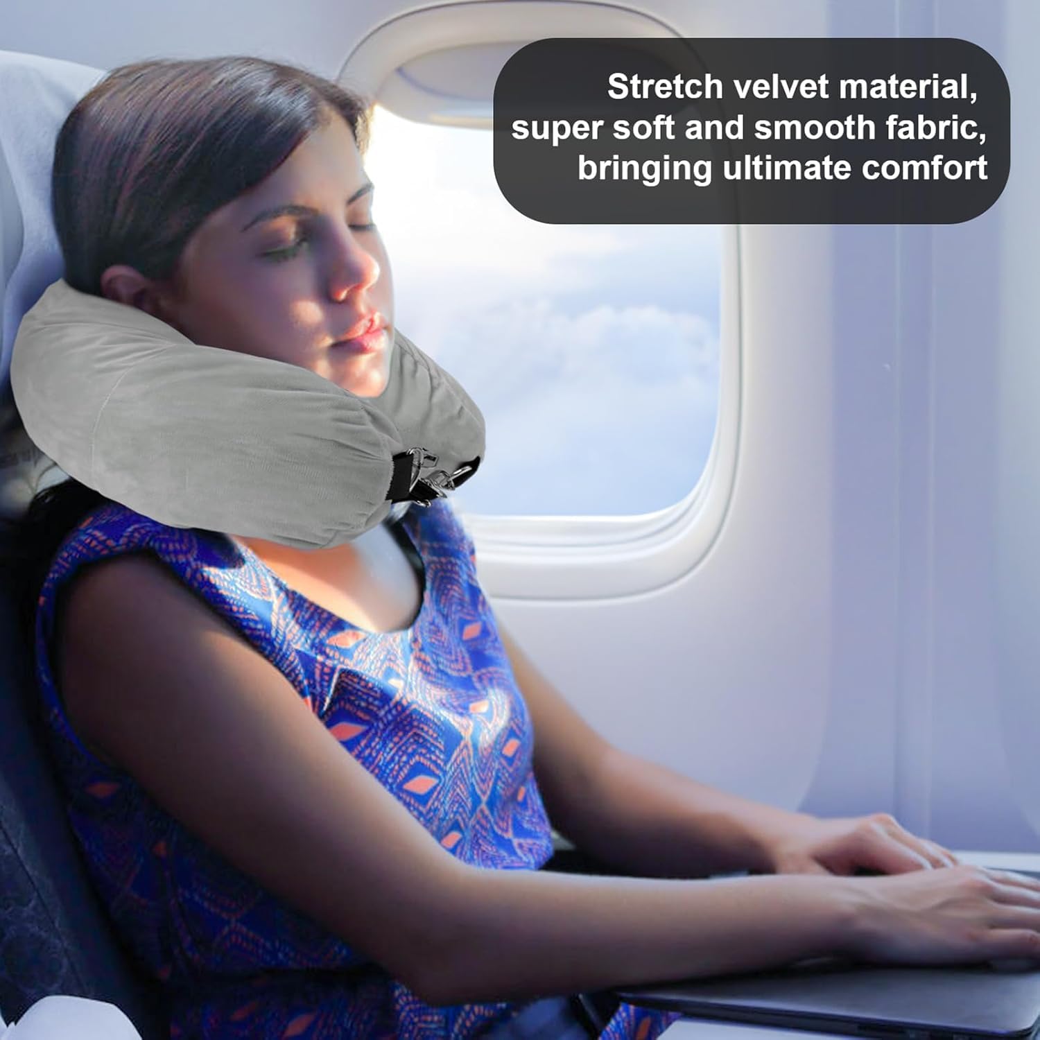 Almohada para El Cuello Almohada De Viaje Rellenable para El Cuello con Compartimento para Guardar Ropa Soporte de Viaje de Cojín(Grey)