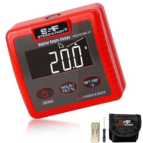 S&F STEAD & FAST Buscador de ángulo digital magnético con 4 imanes de superficie, inclinómetro digital con pantalla LCD grande, medidor de ángulo