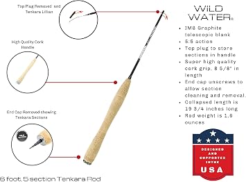 Wild Water Tenkara Starter Package, Excellent Fly Fishing Equipment for Beginners, Includes Flies, Three Lines, Hard Tube Case & Rod Sock