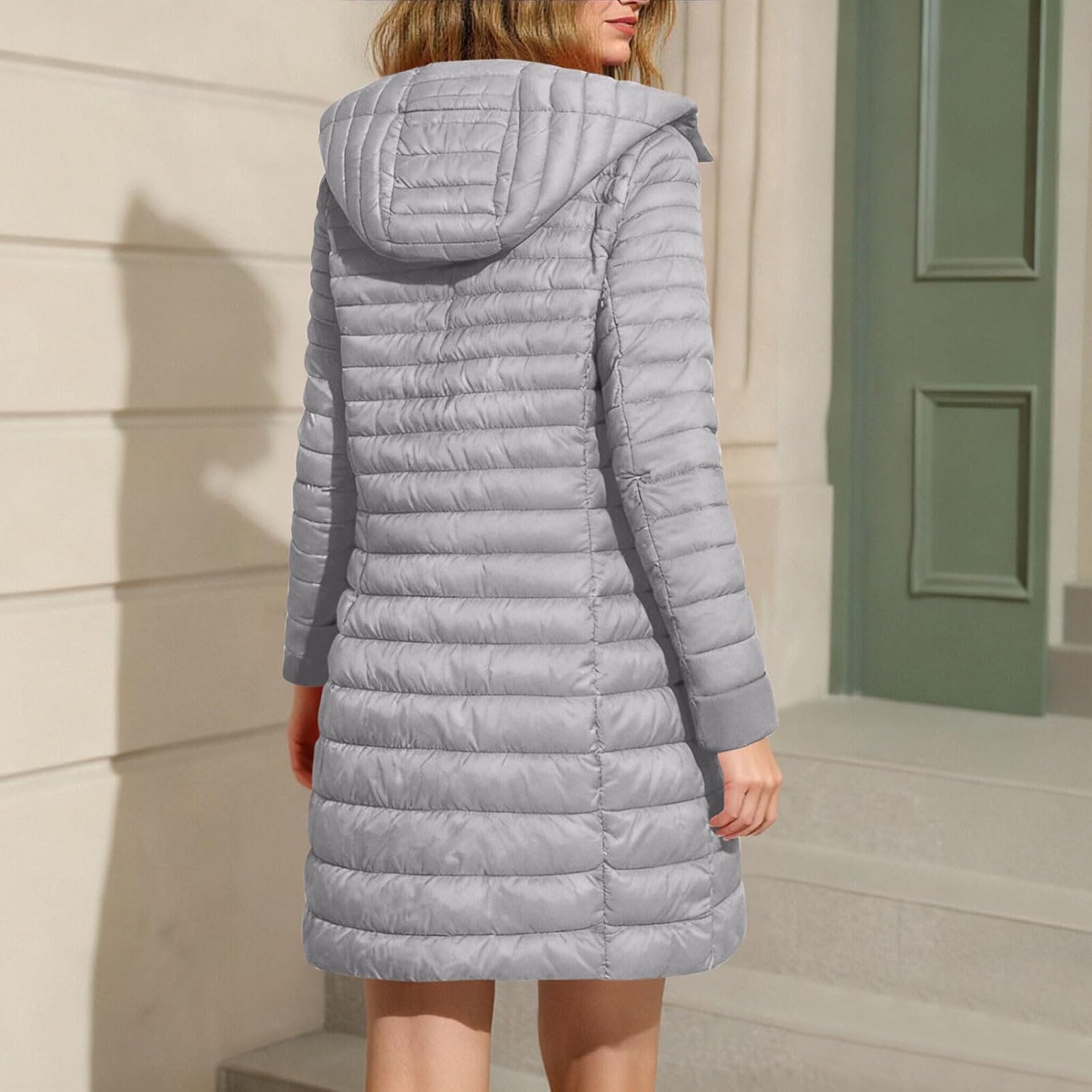 Quilted Jackets for Women Lightweight Puffer Down Coat Long Padded Bubble Jackets Thickened Warm Winter Outwear