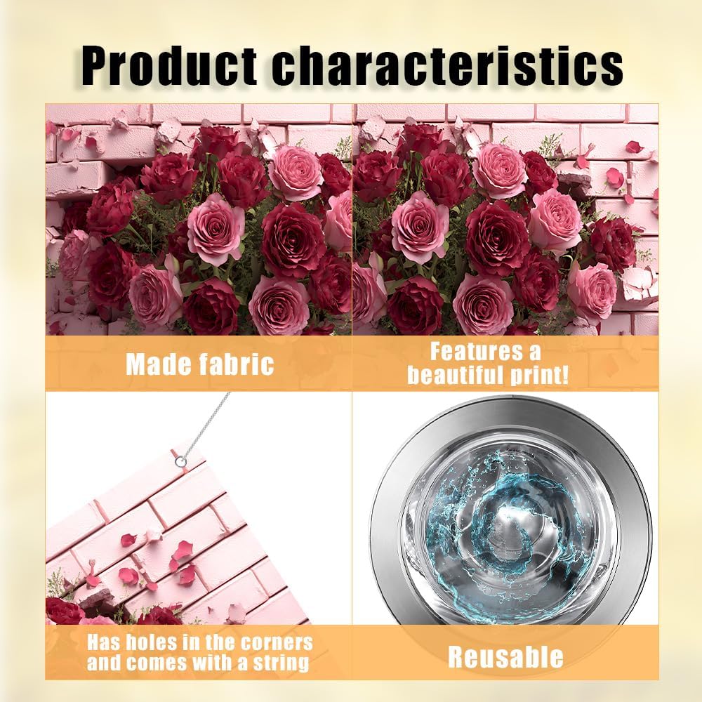Rose Flower Garage Door Cover 6x13FT Pink Brick Floral Garage Banner Mothers Day Wedding Season Spring Summer Outdoor Home Decoration