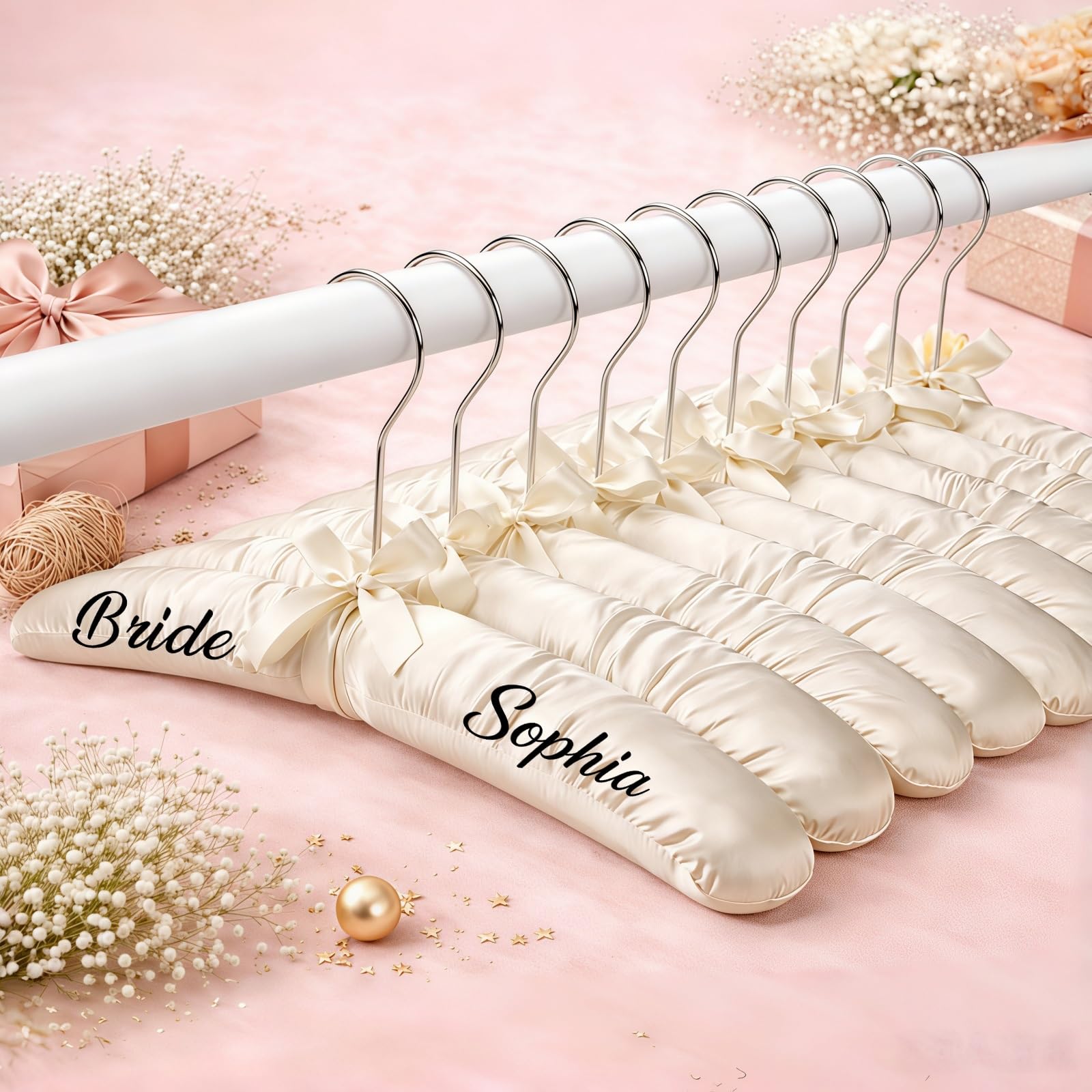 Personalized Bridesmaid Hangers, Custom Wedding Dress Hanger For Bride, Bachelorette Party Gift, Bridal Shower Wedding Gown Accessories
