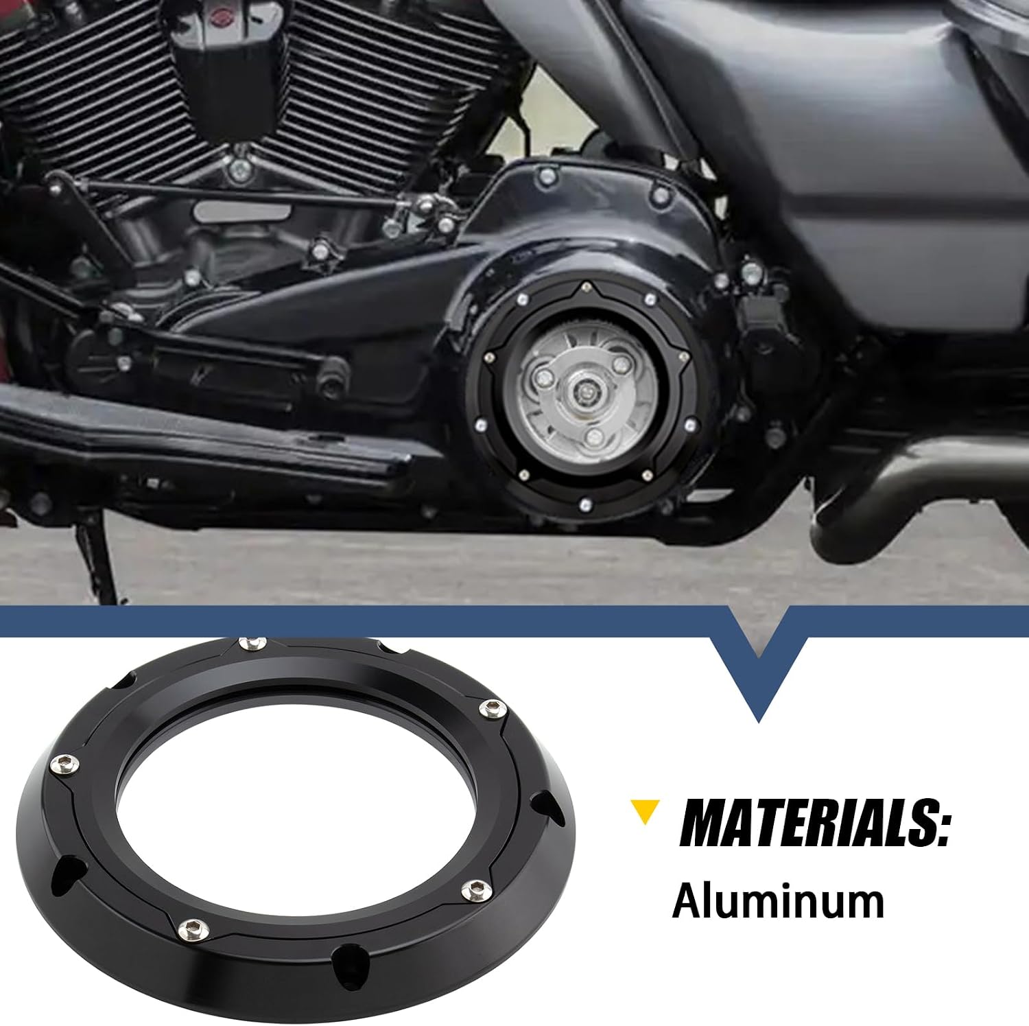 Derby Cover 5 Holes Transparent Fit for Harley Touring Road Glide Road King Street Glide Electra Glide Trike FLHTCUL FLHTKL (Black)