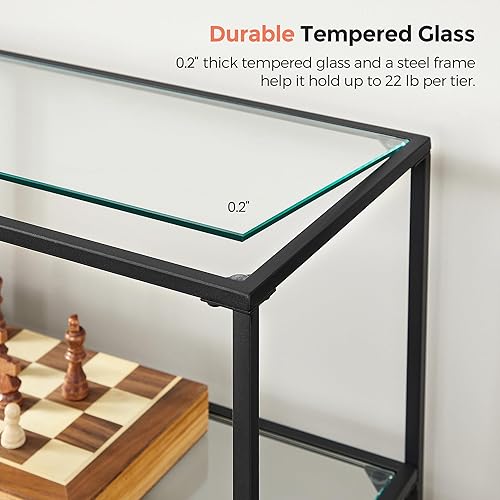 Miniatura 6 de VASAGLE Mesa consola de 39.4 pulgadas con 3 estantes, mesas de sofá, mesa de entrada moderna, marco de metal, estante de vidrio templado, entrada,