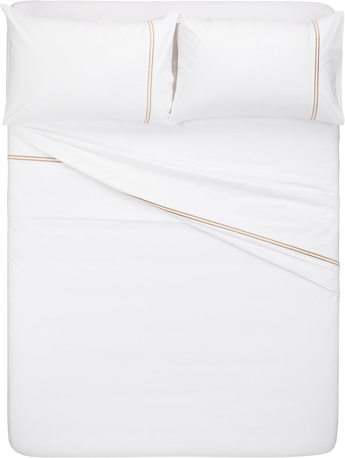 Amazon Brand – Pinzon 400-Thread-Count Hotel Stitch Sheet Set - Queen, Taupe Stripes