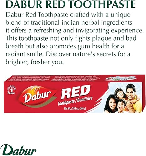 Miniatura 2 de Dabur Pasta de dientes natural roja  Fórmula ayurvédica clínicamente probada para el cuidado bucal  Promueve encías saludables, aliento fresco,