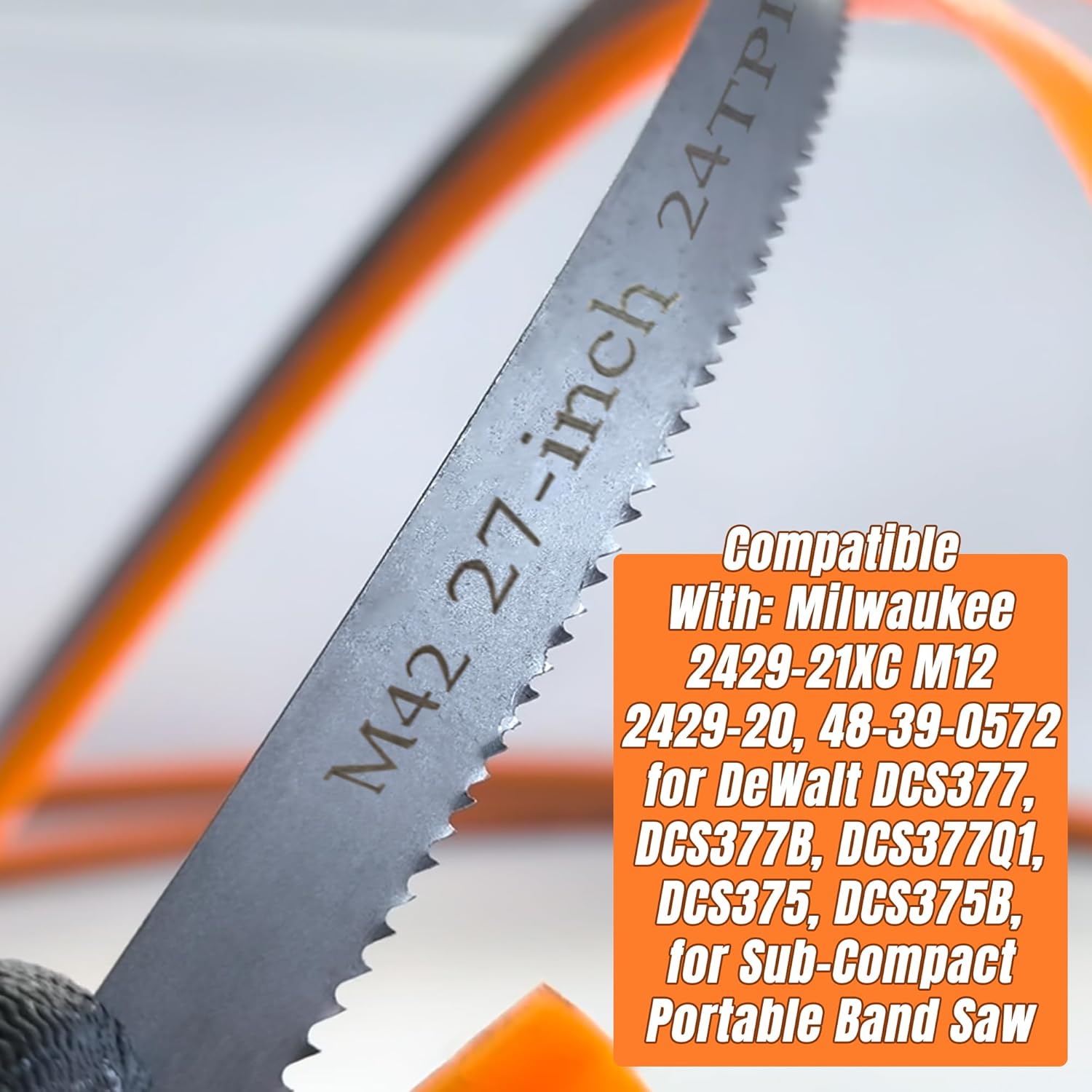 6 Pack Bandsaw Blades 27 Inch for Milwaukee M12 Sub-Compact, Portable Band Saw Blades for Dewalt DCS377, Bi-Metal M42, 27" x 1/2" x 0.02", 24 TPI