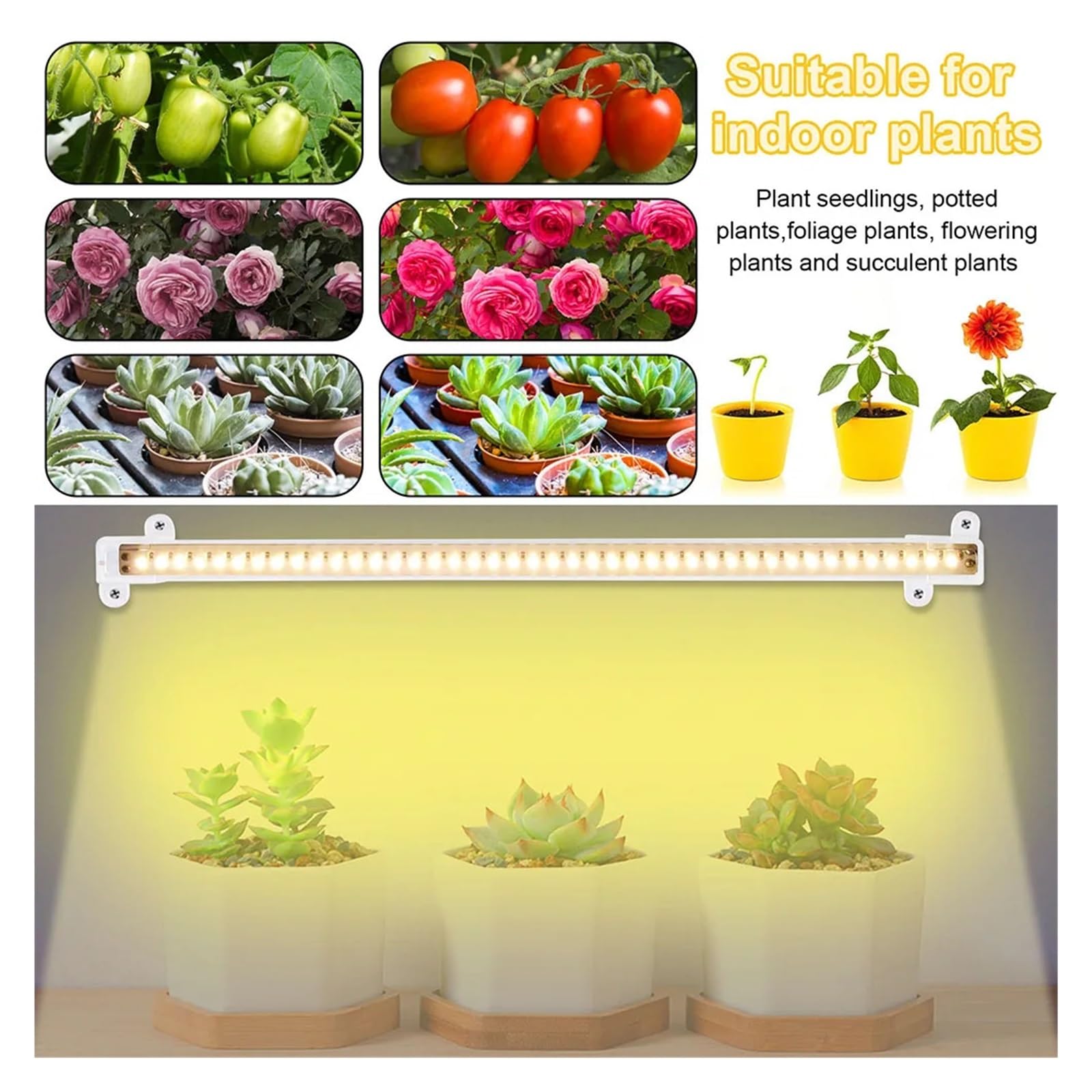1/2/3/4 LED poussent des bandes lumineuses for l'intérieur, plantes USB spectre complet Phyto lampe réglable minuterie semis légumes fleur de croissance Illuminateur horticole(50CM(One Tows Four))