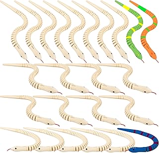 Hoarost 24 Pieces 12 Inch Wooden Snakes Unfinished Jointed Flexible Wiggly Snake Paintable Blank Wood Snake Toy for DIY Arts Crafts Halloween Birthday Party Decor