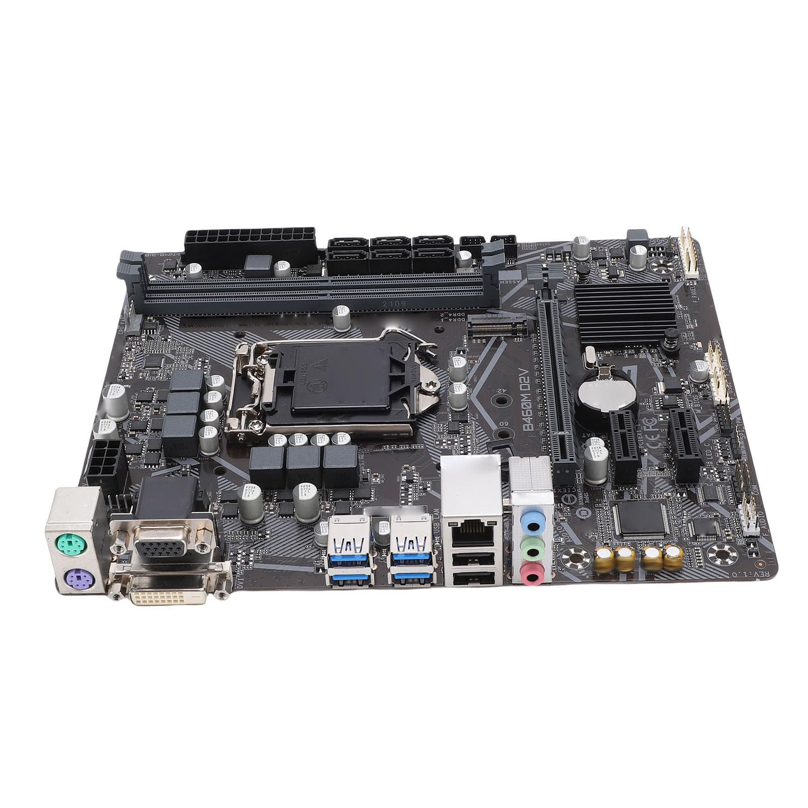 GOWENIC Scheda Madre B460M D2V Dual Channel DDR4 DIMM Slot PCI E 3.0 Scheda Madre del Computer per I9 I7 I5 I3 CPU di Decima Generazione + Aggiornamento Memoria XMP per Desktop