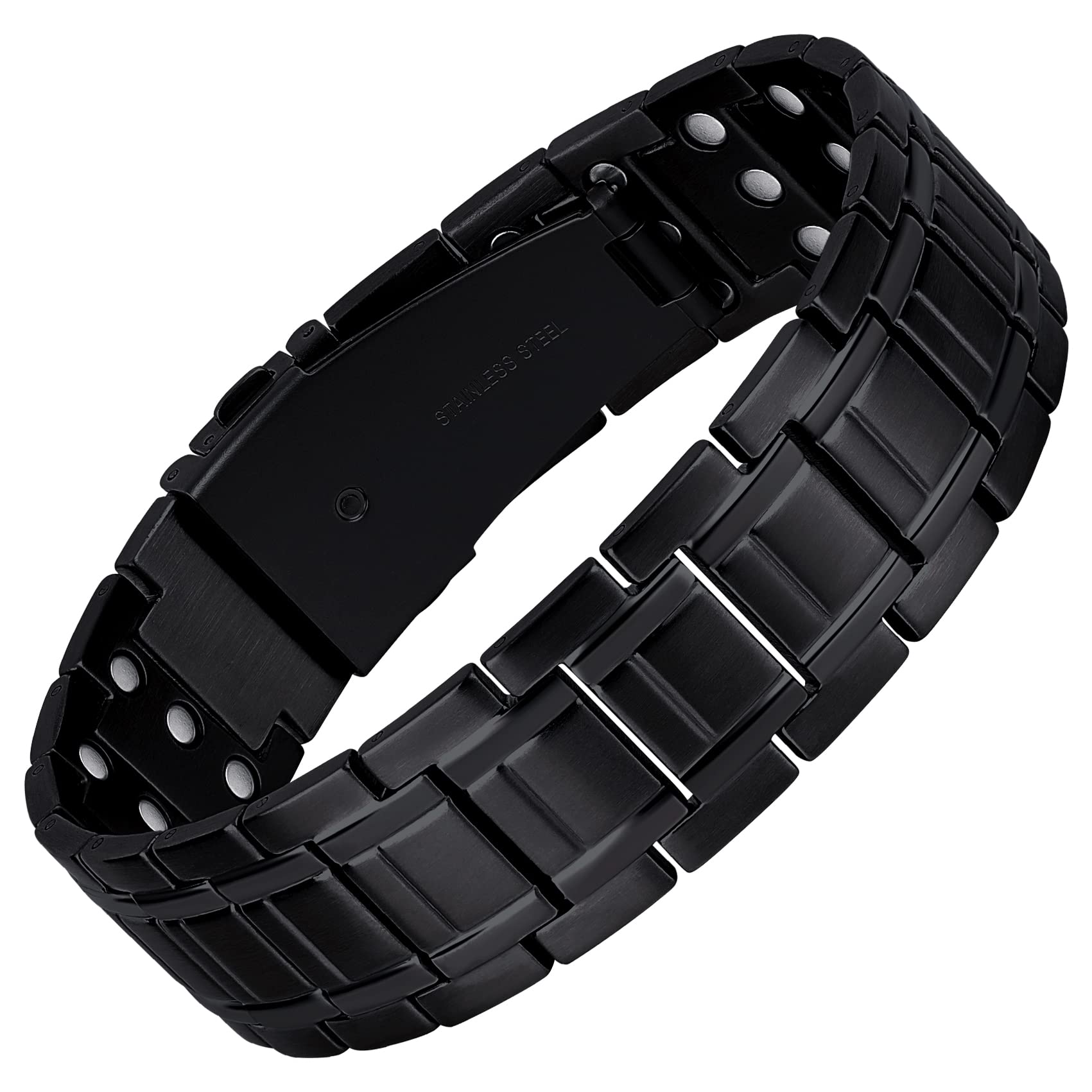 Magnetic Bracelets Men,3X Ultra Strength Magnets with Unique Folding Clasp,Titanium Steel Magnetic Wristband for Anniversary,Adjustable Size&Gift Box