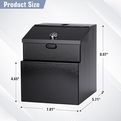 Miniatura 7 de Caja de sugerencias con ranura y cerradura y 50 hojas de sugerencias montadas en la pared Boleta de comentarios y caja de donación con candado Acero