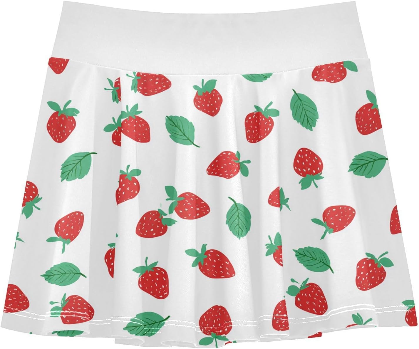visesunny Watercolor Strawberry Girl's Golf Skirt Athletic Tennis Skort Sport Activewear with Double Layer Pockets