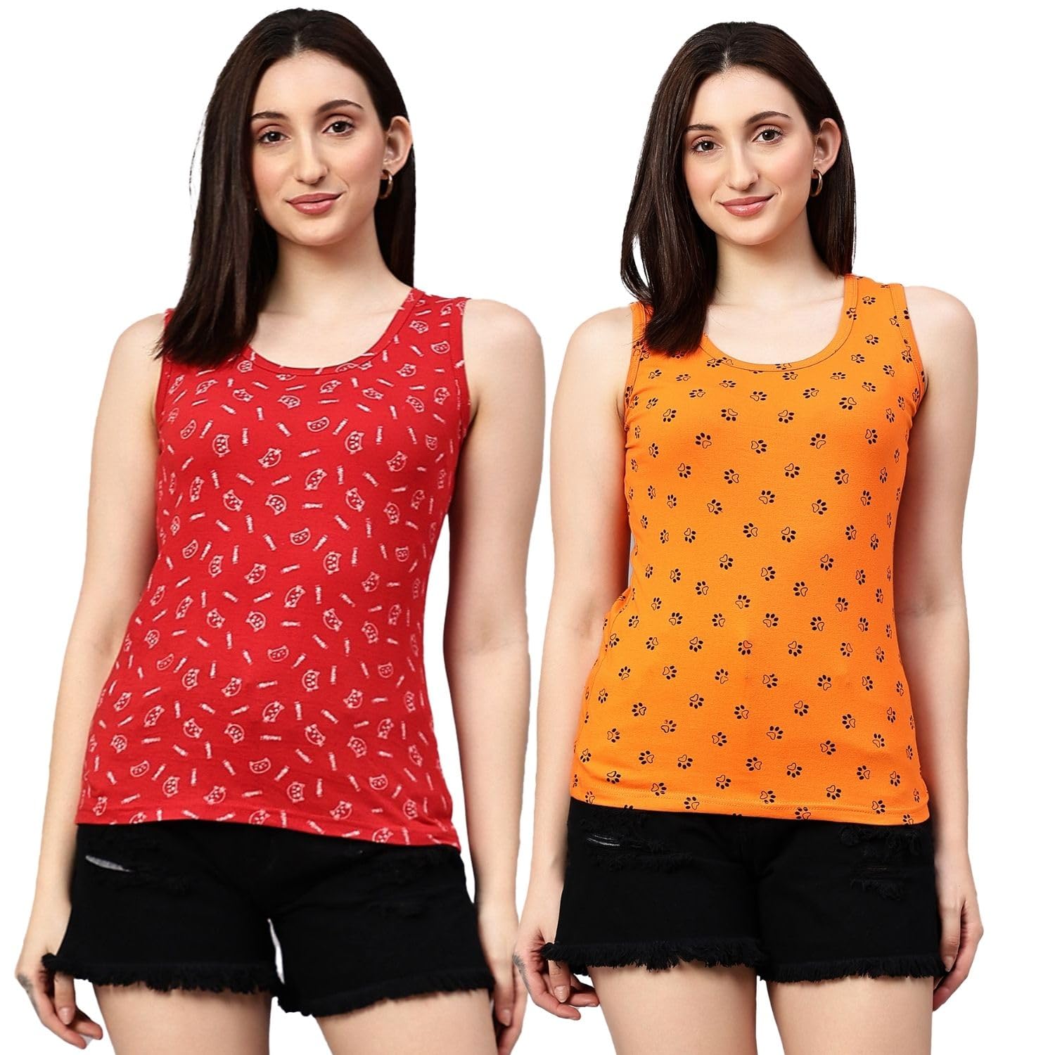 diaz Women's Super Combed Cotton Rib Fabric Slim Fit Tank Top-Pack of 2-picture-38