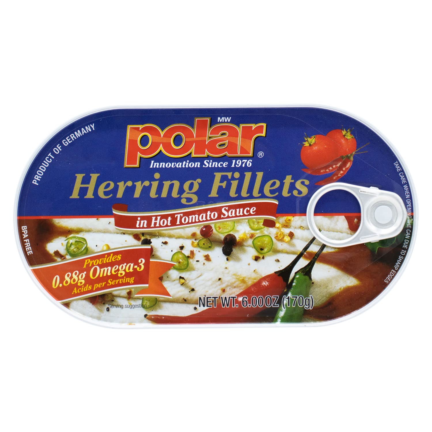 Buy MW polar Herring Fillets in Hot Tomato Sauce, 6 Ounce (Pack of 14