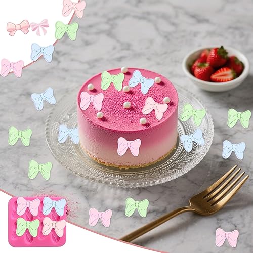 Miniatura 7 de Juego de 4 moldes de silicona para oso y lazo para fondant, chocolate, manualidades de dulces, galletas de bricolaje, decoración de postres,