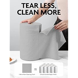 Fantasticlean Microfiber Cleaning Cloth Roll -75 Pack, Tear Away Microfiber Towels, 12 x 12, Reusable, Washable, Scratch Free, Ultra Absorbent Dish Rags for Car, Home, Garage or Shop (Grey)