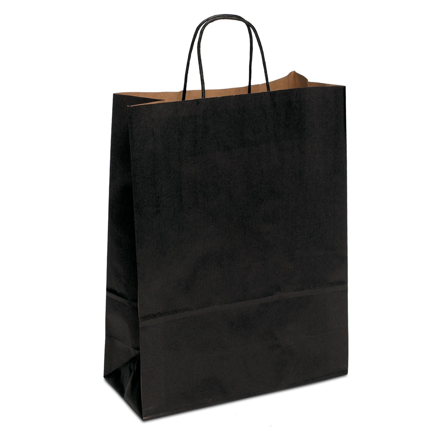 Papiertasche edel & stabil | 150 Stück schwarz 32+14x42 cm | Qualität aus deutscher Produktion | Tragetasche aus Papier | HUTNER