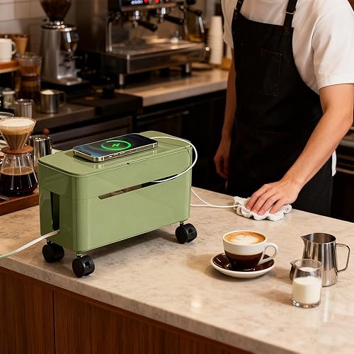 Miniatura 2 de Organizador de caja de cables  Contenedor de almacenamiento de alambre con ruedas  Almacenamiento de cable de carga de mesa  para la oficina en