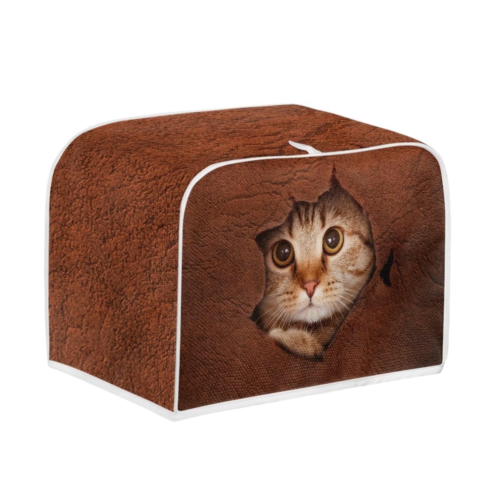 JSLXYYBQ 3D Cat Design 4 Slice Toaster Cover Small Kitchen Appliance Bread Maker Dust Cover and Fingerprint Protection