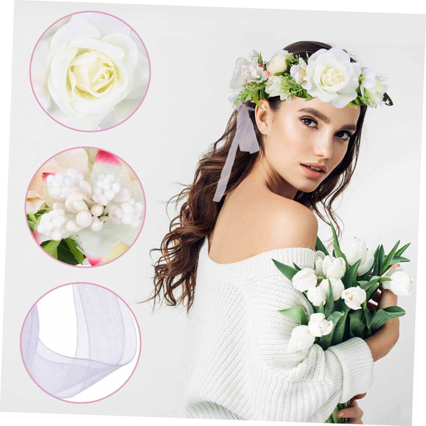 CALLARON 6piezas Diadema De Flores Artesanal Para Boda Tocado Mano Accesorio Floral De