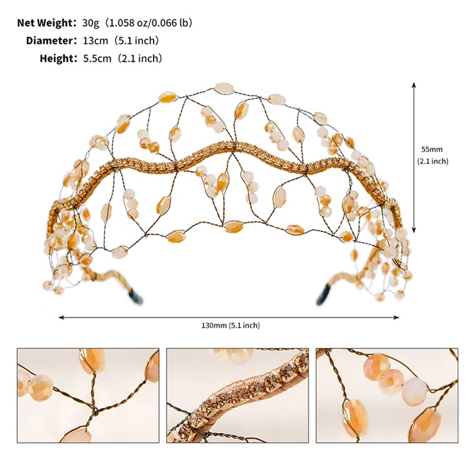 Frauen Kristall Perle Braut Stirnband Hochzeit Kopfschmuck for Haar Zubehör für Bräute(Black)