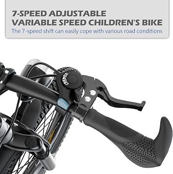 20/24 Inch Kids Mountain Bike for Boys & Girls 7-12, 7-Speed, Dual Disc Brakes, Shock Absorber, LED Light Road Bicycle