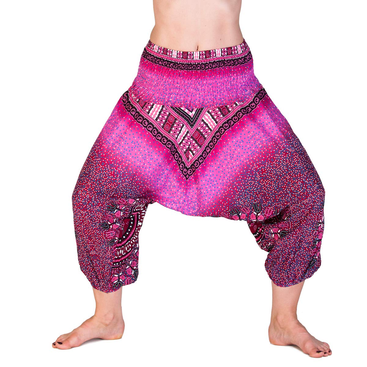 Panasiam Unisex Maoi Pink Tones Aladin Pants 3/4, Maoi_pink, M