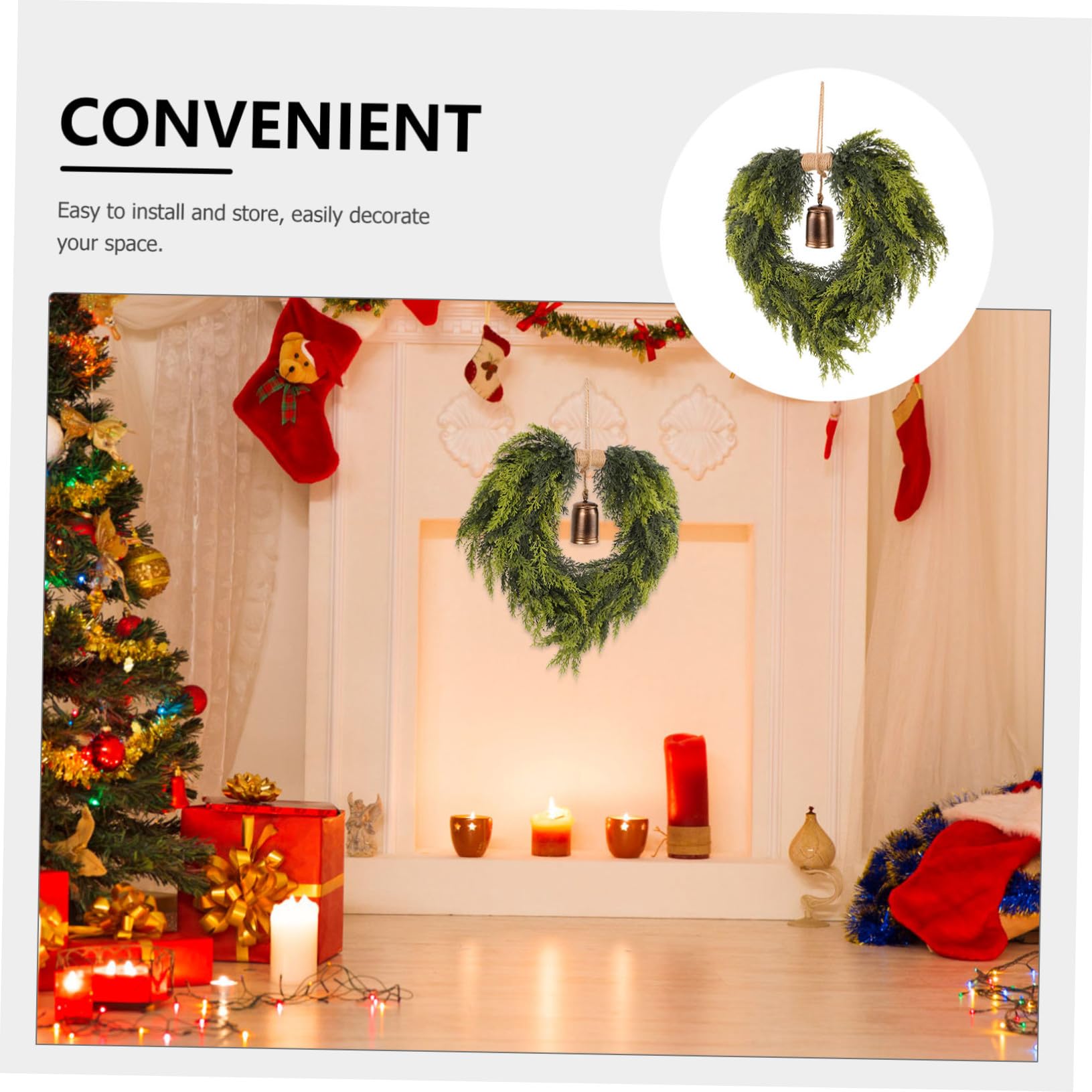 Toyvian Guirnalda de Puerta de Navidad Guirnalda de Cascabel Decoración Navideña para Puerta de Entrada Chimenea Decoraciones