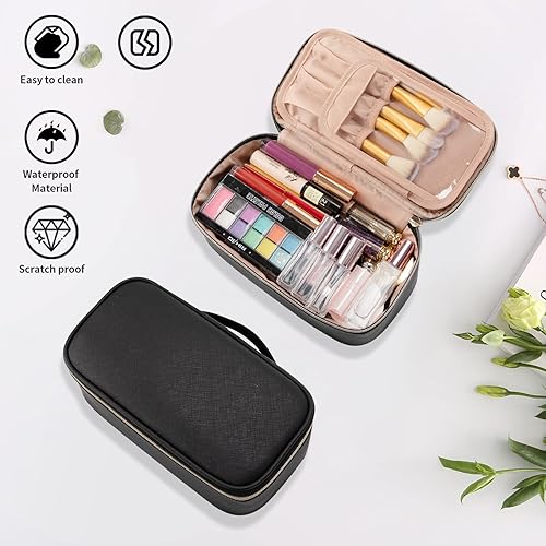 Miniatura 4 de OCHEAL Pequeña bolsa de cosméticos, portátil, bonita bolsa de maquillaje de viaje para mujeres y niñas, organizador de brochas de maquillaje, bolsa
