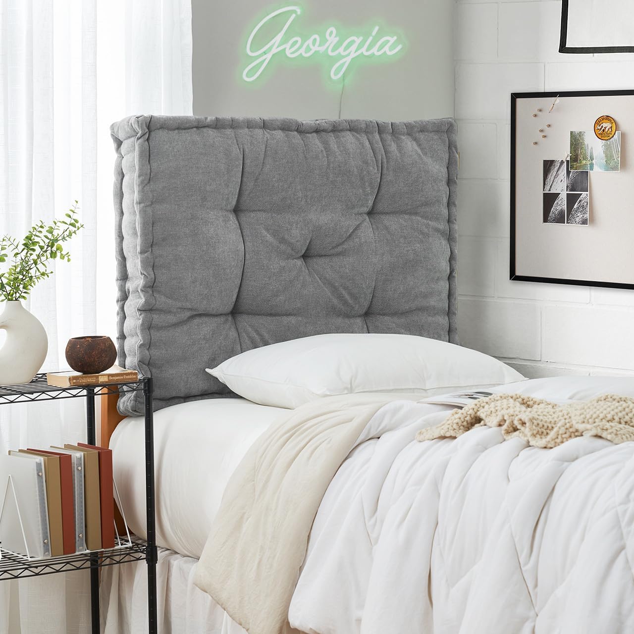 DormCo Rainha - Classic Tufted College Headboard - Real Gray