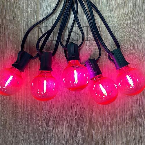 Miniatura 4 de Paquete de 25 bombillas de repuesto G40, bombillas LED de 120 V, para tira de luces E12 para exteriores, rosa transparente