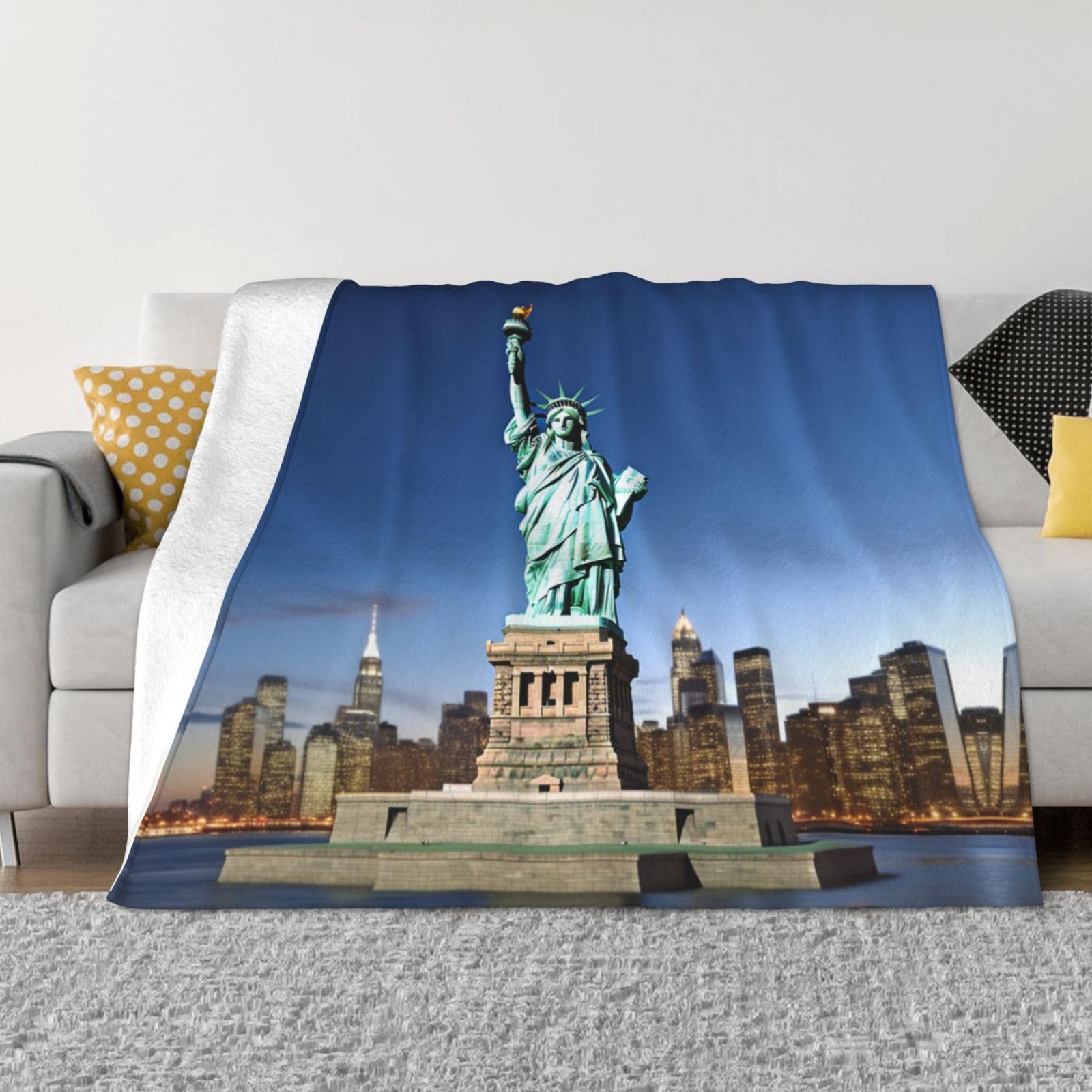 Couverture polaire imprimée New York pour cocooning sur canapé et lit en flanelle