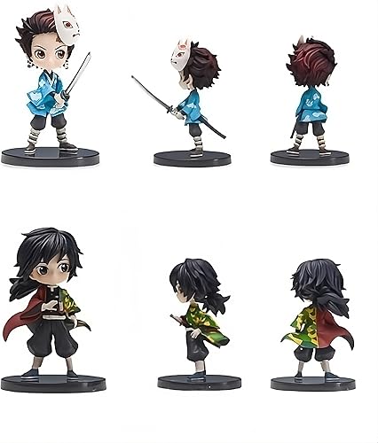 Miniatura 3 de PADINHY Juego de 6 figuras de acción de Demon Killer Monster Slayer Tanjiro Kamado Nezuko Kamado Zenitsu Agatsuma Inosuke Hashibira Giyu Tomioka