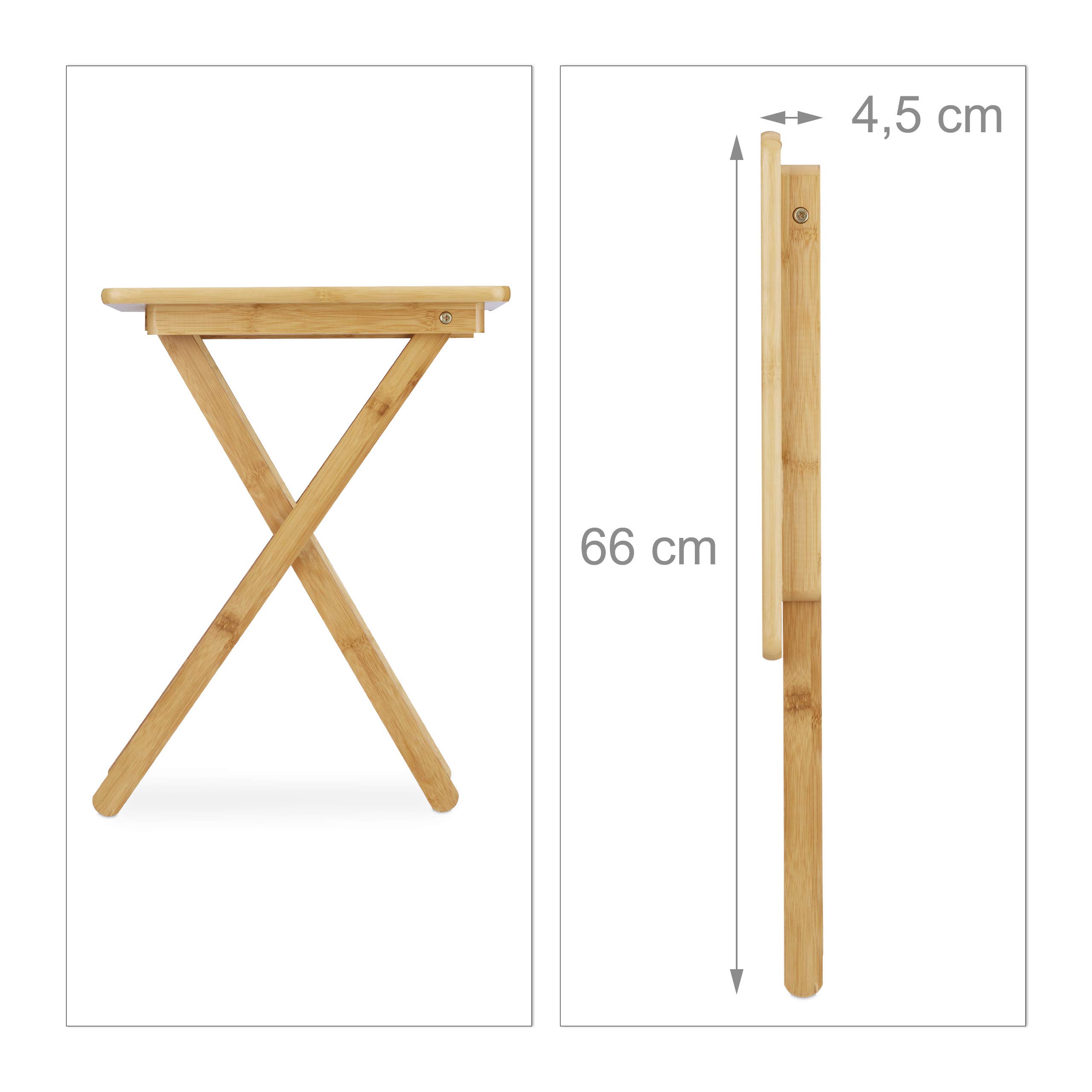 Relaxdays Table d'appoint pliable bambou table de jardin rectangle 52 x 40 x 31 cm nature
