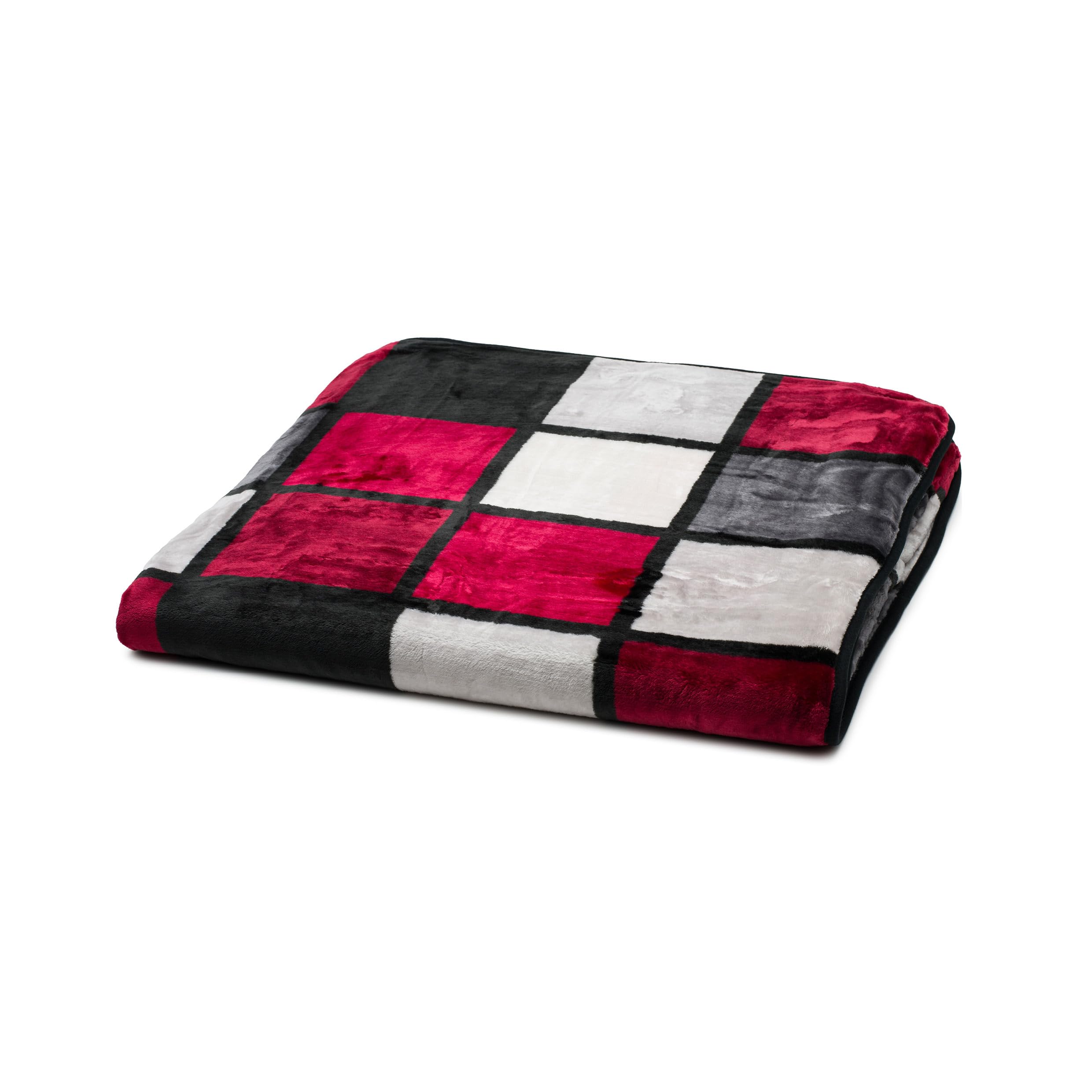 Gözze - Weiche Kuscheldecke, Cashmere Feeling, Hohes Stoffgewicht 500 g/m², Antigua, 150 x 200 cm - Rot/Bordeaux/Schwarz/Weiß