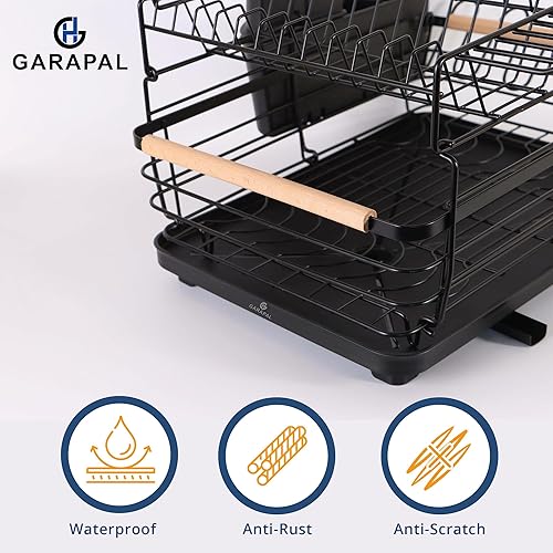 Miniatura 4 de GABIHERE - Escurridor de platos de acero inoxidable de 16.9 x 12.4 x 10.6 pulgadas, escurridor de platos de cocina antideslizante con pies de