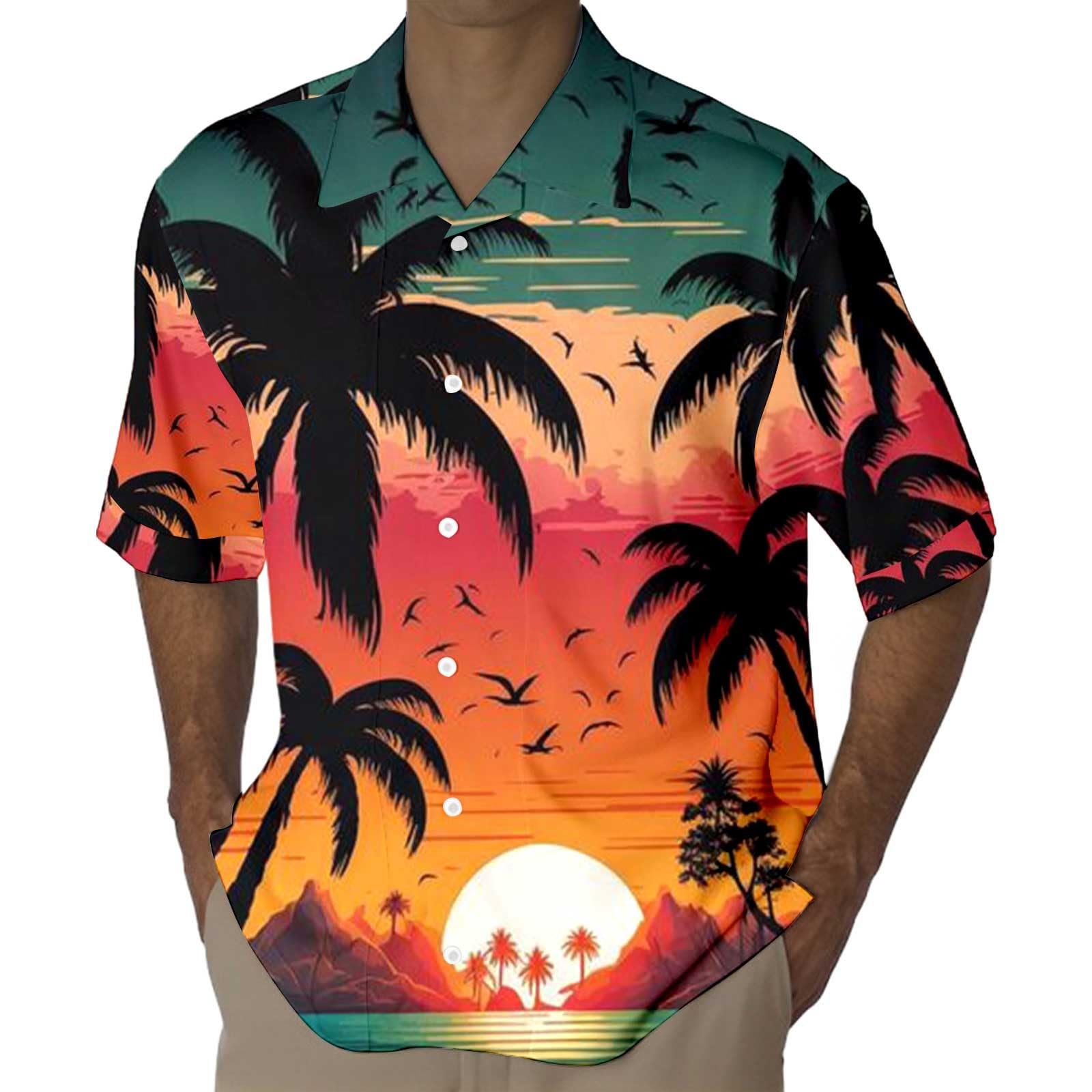 Genérico Camisa Hombre Manga Corta Vestir, Camiseta Hawaiana Hombre Informal Estampado Casuales, Camisa Estampada Hombre Corta
