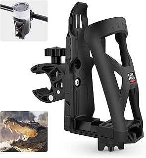 KEMIMOTO Motorcycle Cup Holder, ATV Drink Holder, Dirt Bike Bottle Holder | 360 Rotation Crocodile-Bite Clamp Compatible with Hydro Flasks, Yeti, Stanley, Other Bottles Maximum Diameter in 3.5" (1)