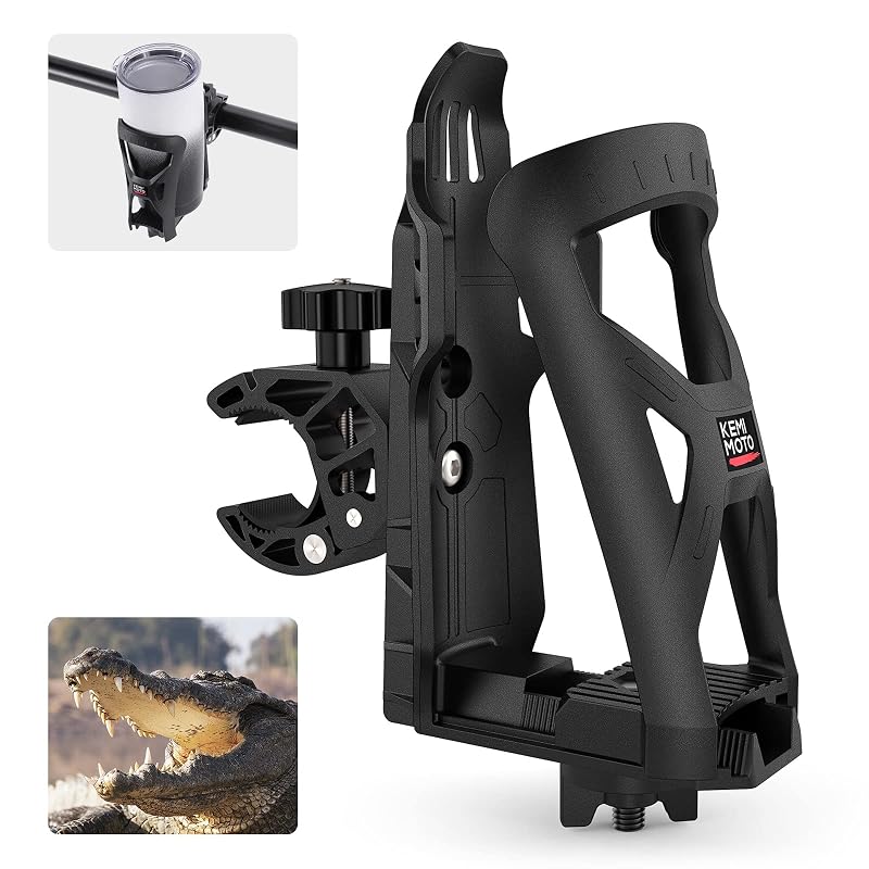Porta-Copos para Motocicleta e ATV KEMIMOTO com Abraçadeira Ajustável 360° para Guidões de 1,5 a 4,0 cm
