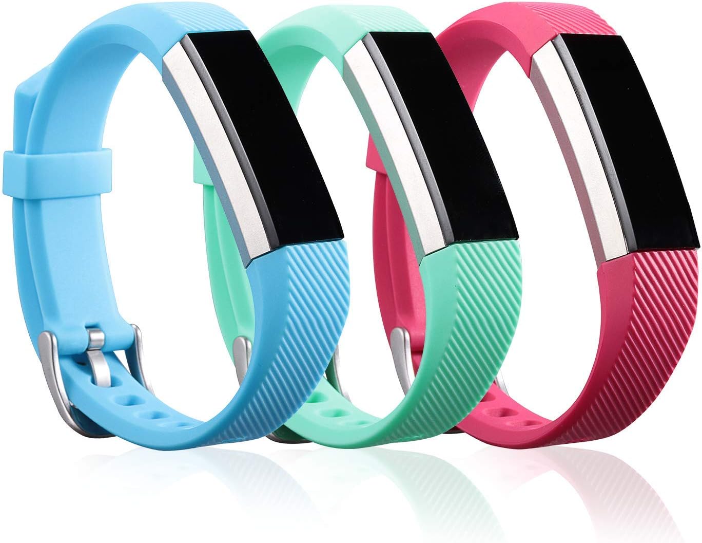 I-SMILE 3PCS Newest Version Colorful Replacement Wristband with Secure Clasps for Fitbit Alta Only(No Tracker, Replacement Bands Only)