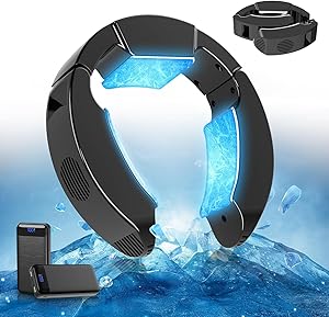 THOUSTA ネッククーラー 冷却プレート 3つ搭載 -17℃瞬間冷却 30000mAh大容量バッテリー付 ペルチェ素子 首掛けエアコン 折り畳み式 2モード切替 静音 ハンズフリー ネックファン