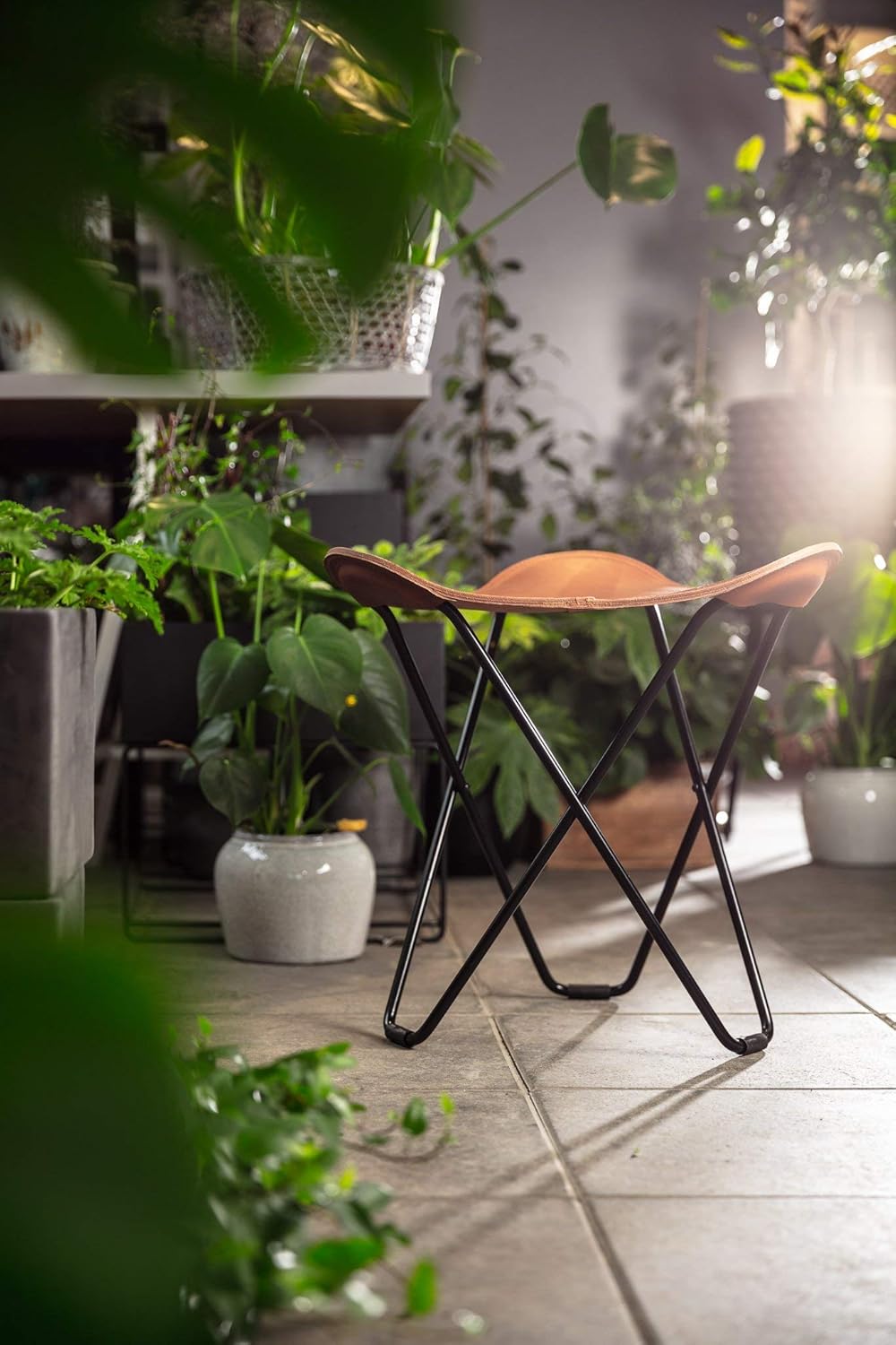 Cuero Flying Goose Pampa Stool Steel/Leather Chrome Brown Chocolate Chrome 48 cm x 47 cm x 48 cm 1438