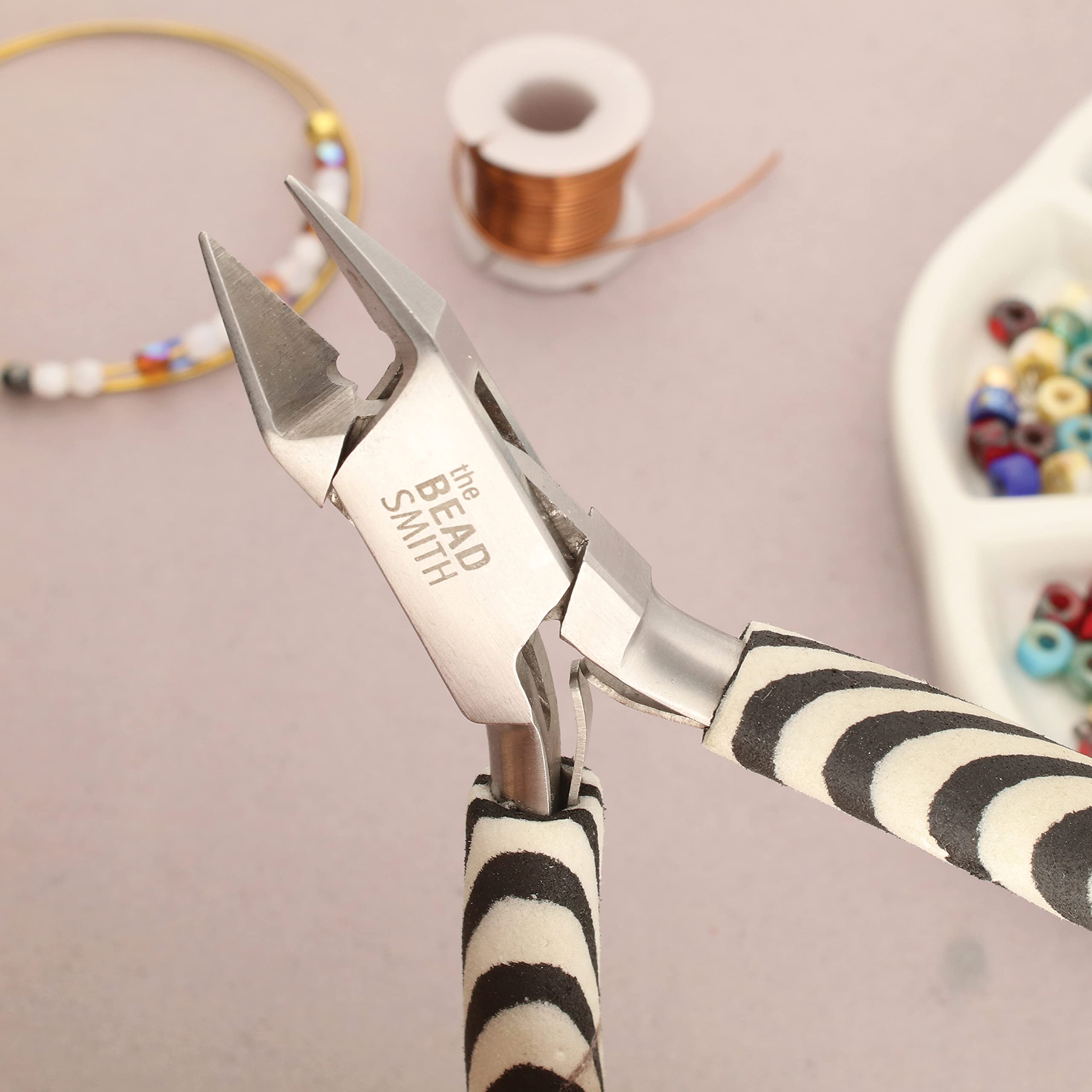 The Beadsmith Frez boczny – nadruk zebry – 152 mm – wygodny uchwyt z podwójnymi sprężynami – narzędzie do tworzenia bransoletek, kolczyków i naszyjników