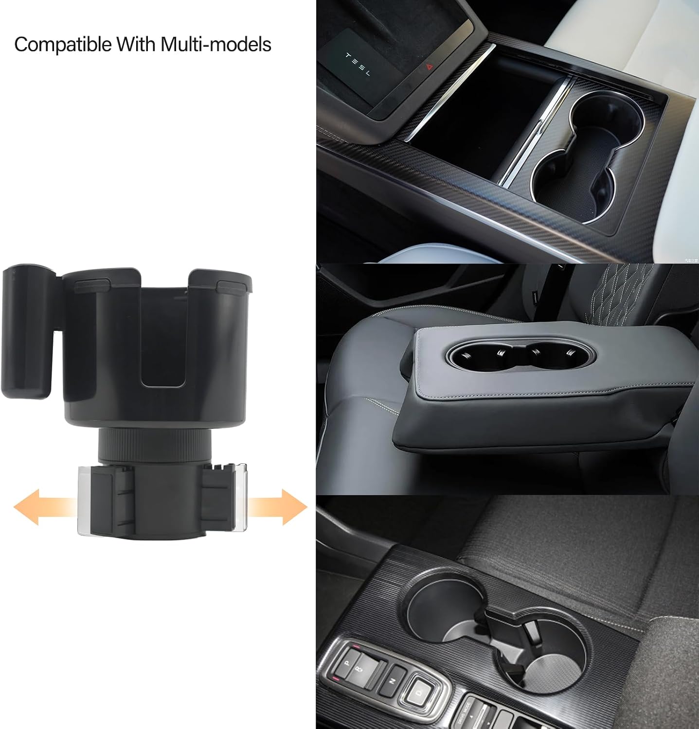 2-in-1 Car Cup Holder Expander with Phone Holder, Universal Cup Holder Adapter, Fits Yeti 14/24/36/46oz, Hydroflask 32/40oz & Large Water Bottles, Adjustable Base Fits Tesla, Truck, RV, SUV