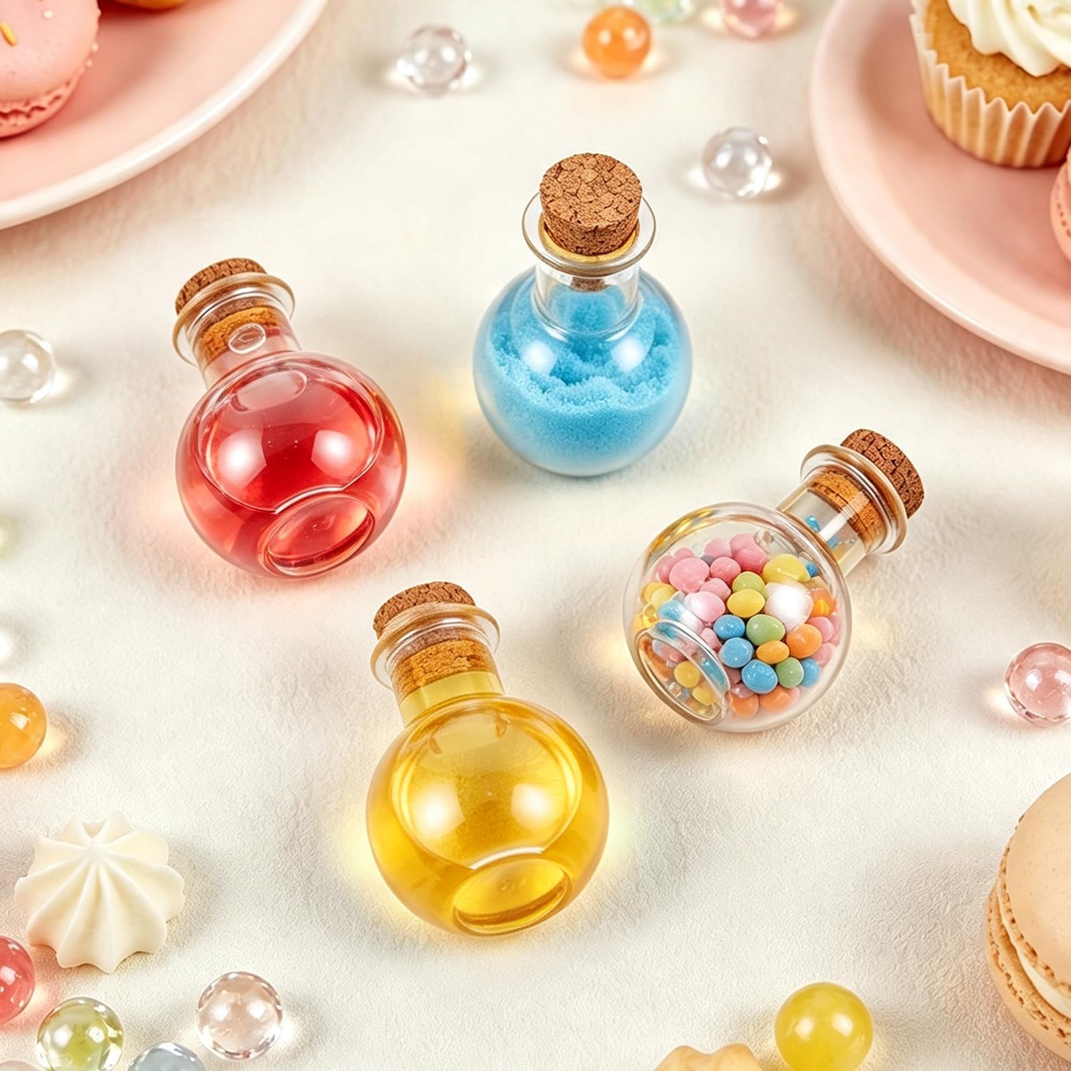 10 Pcs 1 Oz Mini Plastic Bottles with Cork, Small Sand Art Jar